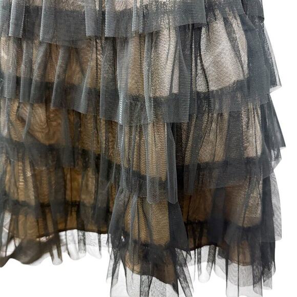 Deb Womens Black Tulle Lace Ruffle Whimsigoth Strapless Coquette Prom Dress 9/10 - Picture 8 of 16